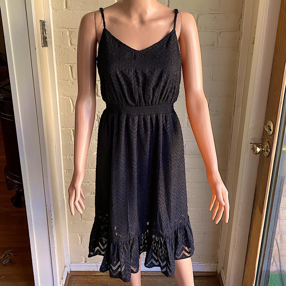 Mystree NWT black & silver midi dress with design size small